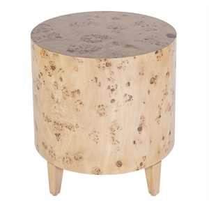 Beaumont Lane Contemporary Burl Wood End Table in Light Burl