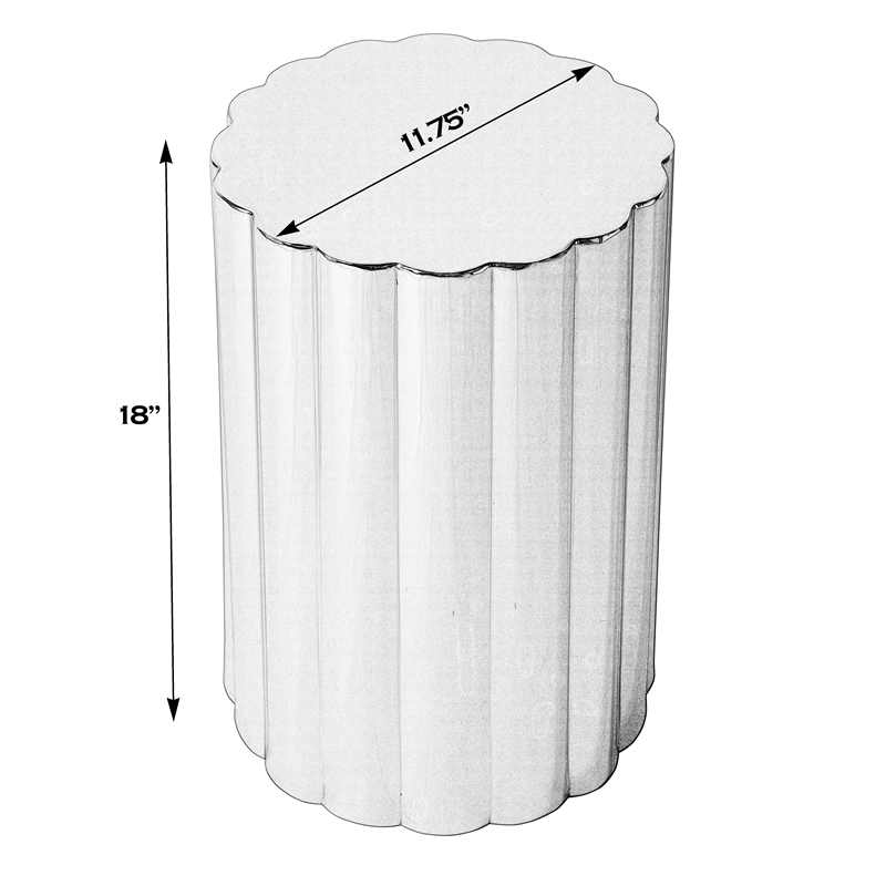 Beaumont Lane Metal Contemporary Side Table in Polished Silver