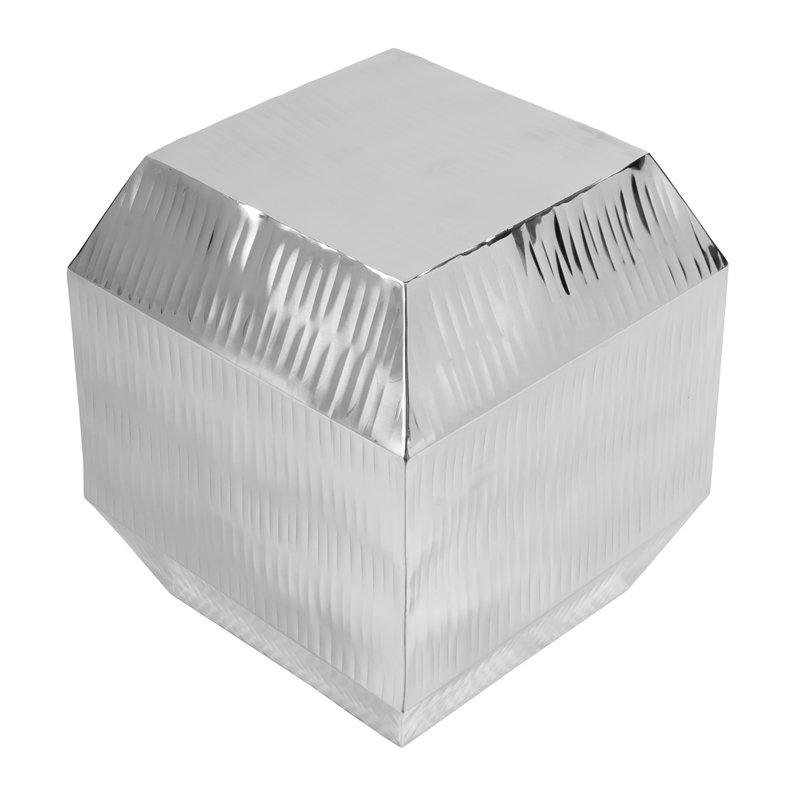 Beaumont Lane Metal Contemporary Side Table in Polished Silver