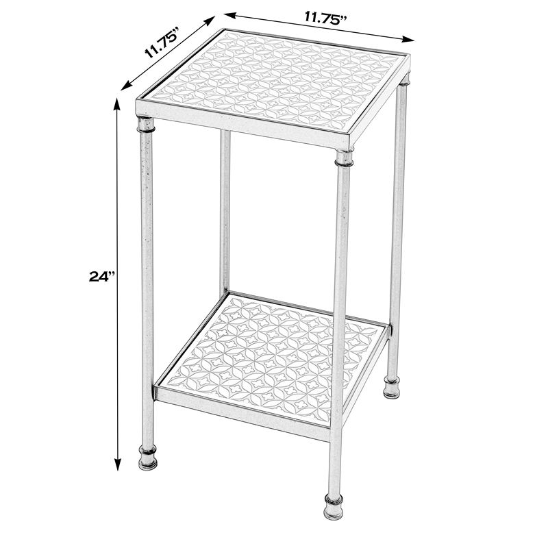 Beaumont Lane Modern Resin and Bone Inlay Side Table in Gray Bone Inlay