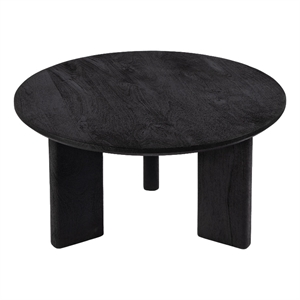 Beaumont Lane Mid-Century 30&quotW Round Wood Coffee Table in Black