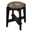 Beaumont Lane Transitional Round Cane and Wood Stool in Brown
