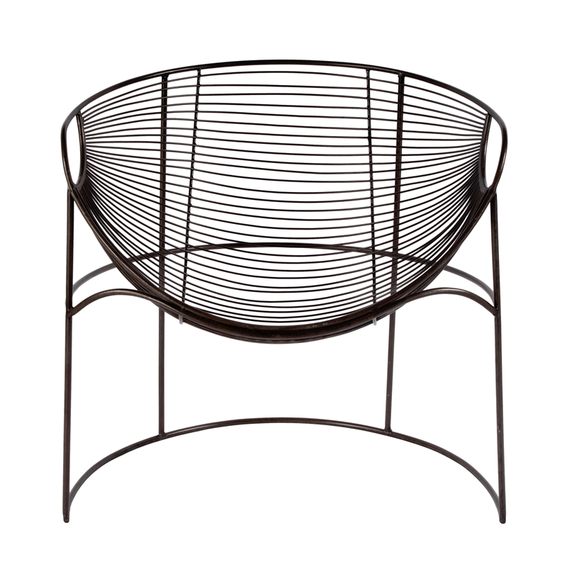 Beaumont Lane Modern Oval Iron Metal Basket Accent Chair in Black