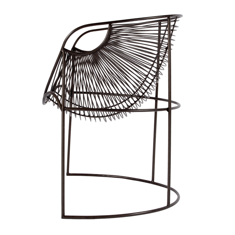 Beaumont Lane Modern Oval Iron Metal Basket Accent Chair in Black