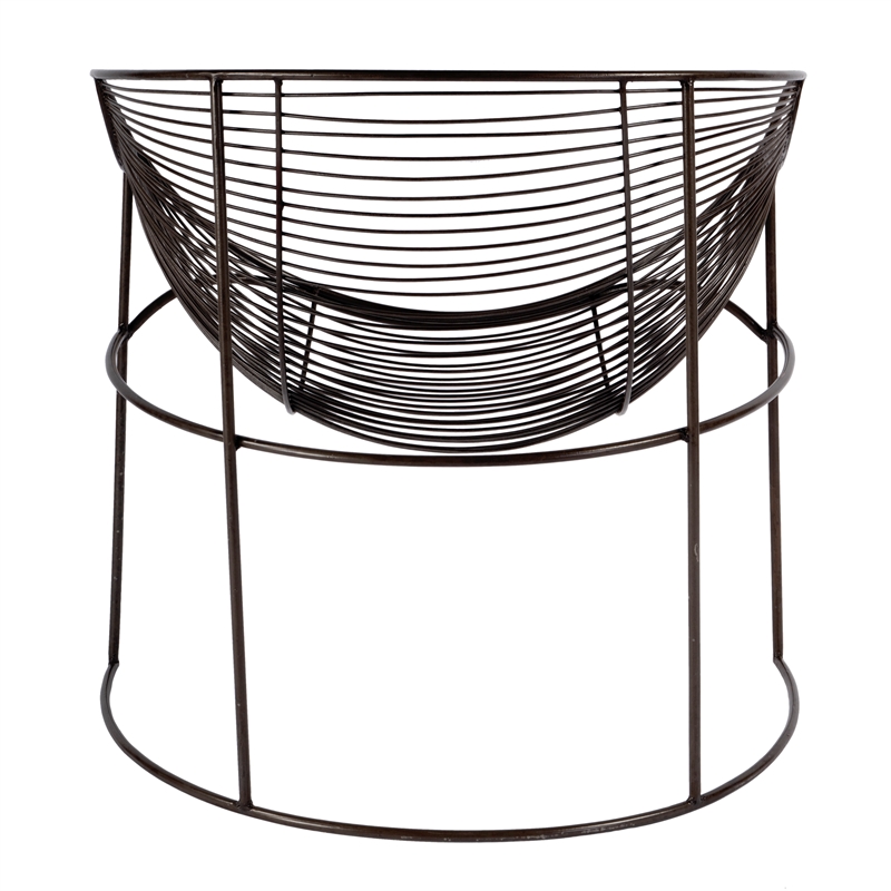 Beaumont Lane Modern Oval Iron Metal Basket Accent Chair in Black