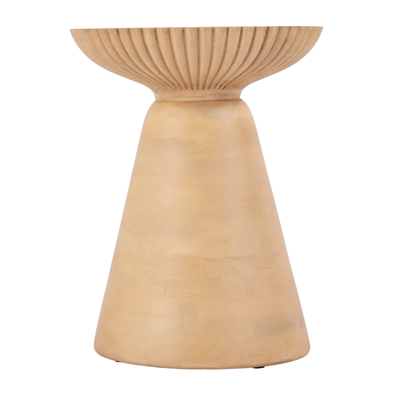 Beaumont Lane Contemporary Round Wood Side Table in Brown Finish