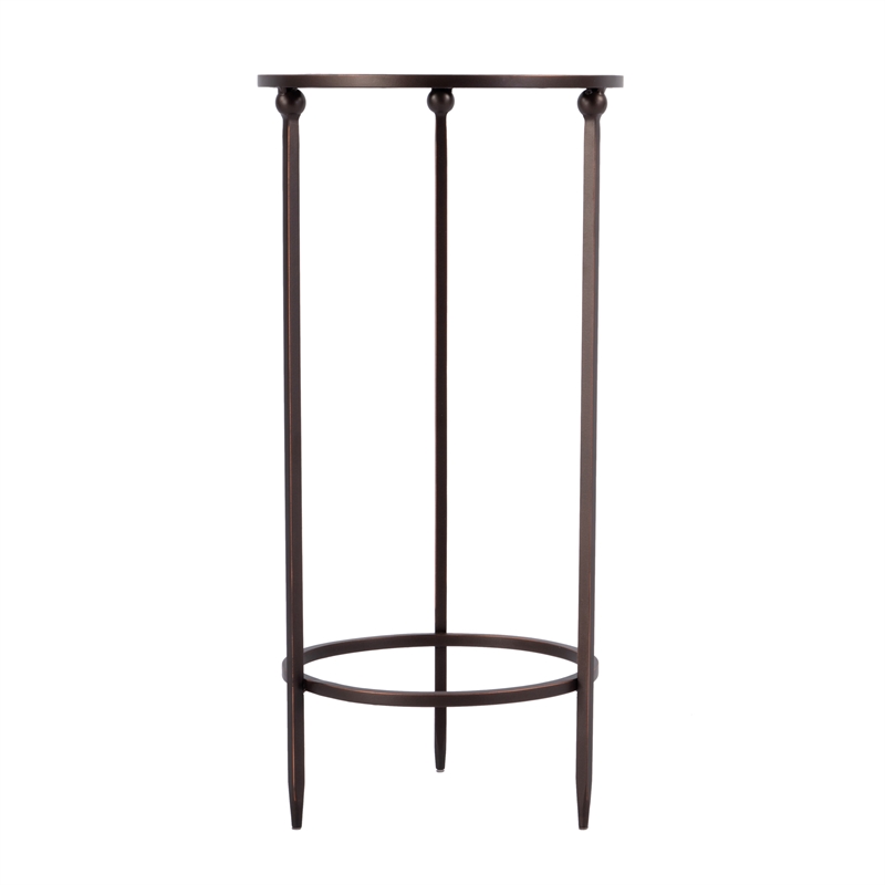 Beaumont Lane Transitional Round Glass and Metal Side Table in Black