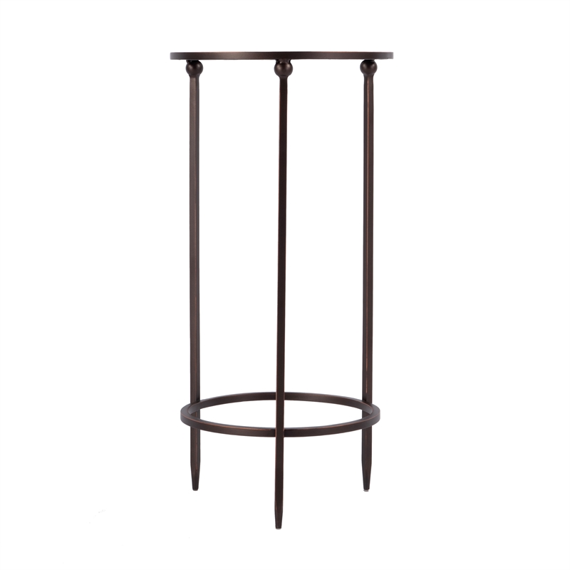 Beaumont Lane Transitional Round Glass and Metal Side Table in Black