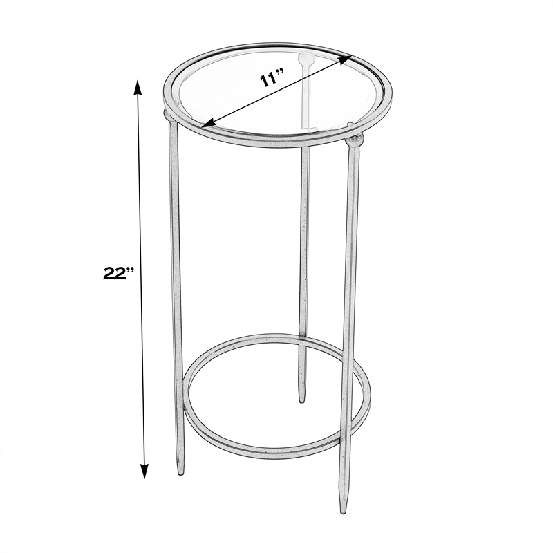 Beaumont Lane Transitional Round Glass and Metal Side Table in Black