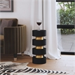 Beaumont Lane Transitional Round Wood and Iron Side Table in Black