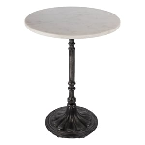 Beaumont Lane Transitional Round Marble and Iron Accent Table