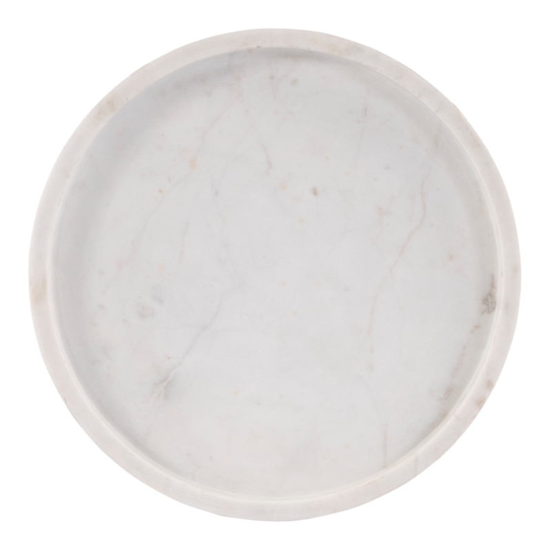 Beaumont Lane Modern Traditional Round Marble and Iron Side Table
