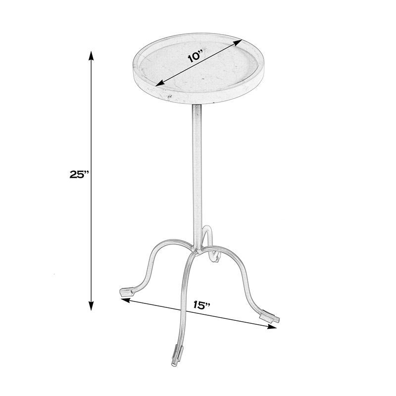 Beaumont Lane Modern Traditional Round Marble and Iron Side Table