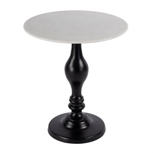 Beaumont Lane Traditional 20&quot Round Marble Pedestal Side Table in Black