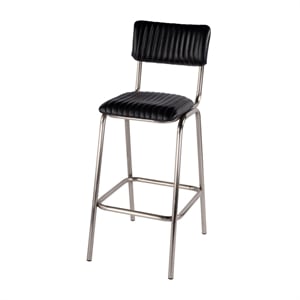 Beaumont Lane Contemporary 31&quotH Seat Leather and Iron Bar Stool in Black