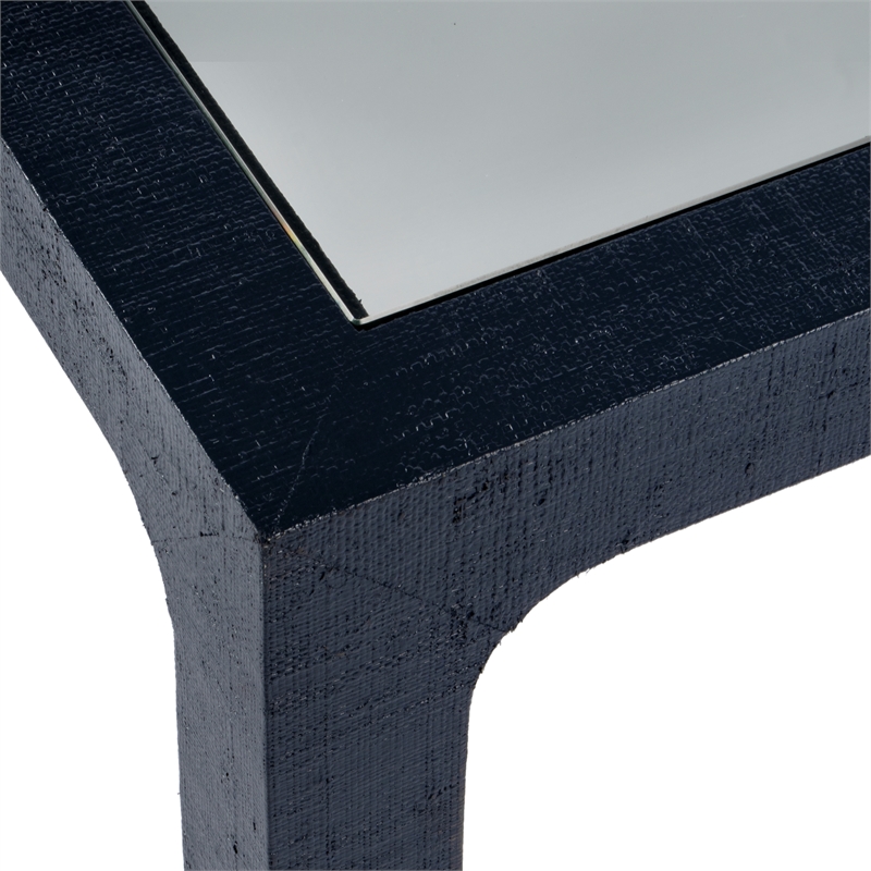 Beaumont Lane Transitional Glass And Square Coffee Table in Navy