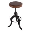 Beaumont Lane Transitional Adjustable Height Leather & Iron Bar Stool in Brown