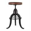Beaumont Lane Transitional Adjustable Height Leather & Iron Bar Stool in Brown