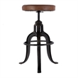Beaumont Lane Transitional Adjustable Height Leather & Iron Bar Stool in Brown