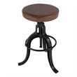 Beaumont Lane Transitional Adjustable Height Leather & Iron Bar Stool in Brown