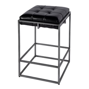 Beaumont Lane Transitional 26 in Seat Hght Leather Counter Stool in Black