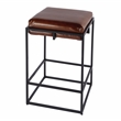 Beaumont Lane Transitional 26 in Seat Height Leather Counter Stool in Brown
