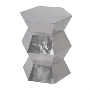 Beaumont Lane Modern 16&quotW Stainless Steel End Table in Nickel