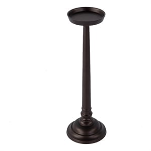 Beaumont Lane Transitional 7&quotW Round Metal Pedestal End Table in Bronze