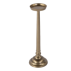 Beaumont Lane Transitional 7&quotW Round Metal Pedestal End Table in Gold