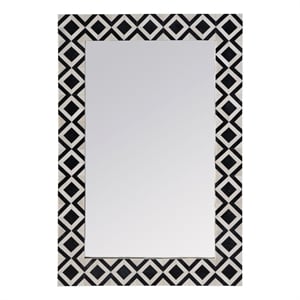 Beaumont Lane Modern 24&quotW x 36&quotH Wood & Bone Wall Mirror in Black