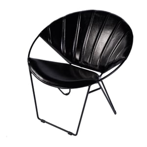 Beaumont Lane Mid in Century 18&quot Seat Height Leather Accent Chair in Black