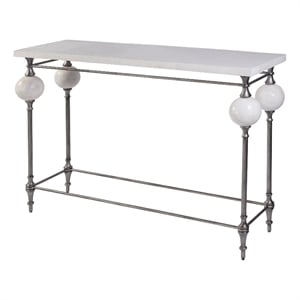 Beaumont Lane Traditional 48&quotW Rectangle Stone & Metal Console Table White