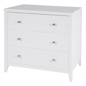 Beaumont Lane Mid-Century 34&quotW Rectangular Wood 3 Drawer Chest in White