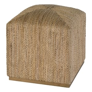 Beaumont Lane Coastal 17&quotW Square Banana Leaf Accent Stool in Natural