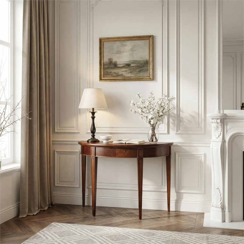 Beaumont Lane Traditional Wood Console Table in Olive Ash Finish