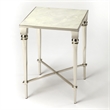 Beaumont Lane Contemporary Marble End Table in Silver Finish