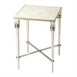 Beaumont Lane Contemporary Marble End Table in Silver Finish