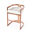 Beaumont Lane Contemporary Rose Gold & White Faux Leather Counter Stool