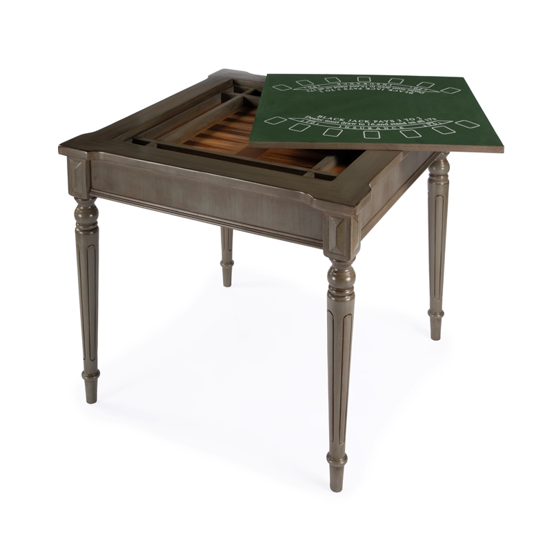 Beaumont Lane Modern Transitional Silver Satin Multi Game Table