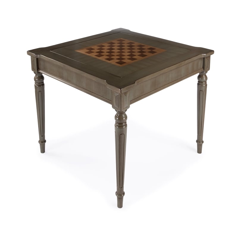 Beaumont Lane Modern Transitional Silver Satin Multi Game Table