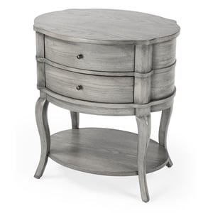 Beaumont Lane Modern Transitional Gray Oval Accent Side Table