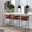 Beaumont Lane Transitional Brown Leather And Iron Cushioned Bar Stool