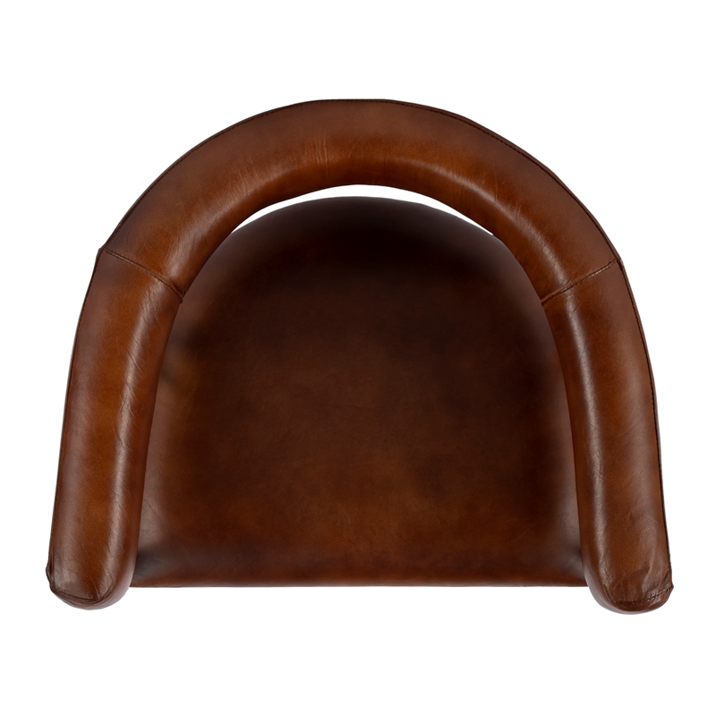Beaumont Lane Transitional Brown Leather And Iron Cushioned Bar Stool