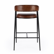 Beaumont Lane Transitional Brown Leather And Iron Cushioned Bar Stool