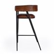 Beaumont Lane Transitional Brown Leather And Iron Cushioned Bar Stool