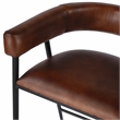 Beaumont Lane Transitional Brown Leather And Iron Cushioned Bar Stool