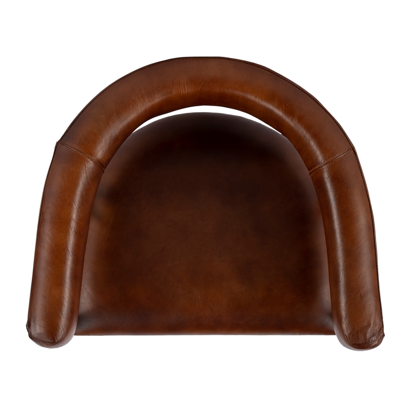 Beaumont Lane Transitional Brown Leather And Iron Cushioned Bar Stool