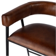 Beaumont Lane Transitional Brown Leather And Iron Cushioned Bar Stool