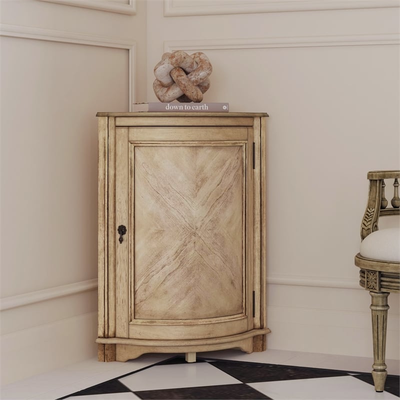 Beaumont Lane Traditional Wood Corner Accent Cabinet - Beige