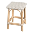 Beaumont Lane Coastal Rattan Bar Stool Chair in Tan With Square Seat & Footrest